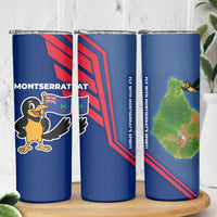 Montserrat Skinny Tumbler with Cartoon Bird and Island Map Blue Red Stripe Design - Wonder Print Shop