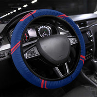 Montserrat Steering Wheel Cover with Cartoon Bird and Island Map Blue Red Stripe Design - Wonder Print Shop