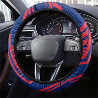 Montserrat Steering Wheel Cover with Cartoon Bird and Island Map Blue Red Stripe Design - Wonder Print Shop