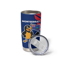 Montserrat Tumbler Cup with Cartoon Bird and Island Map Blue Red Stripe Design - Wonder Print Shop