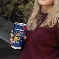 Montserrat Tumbler Cup with Cartoon Bird and Island Map Blue Red Stripe Design - Wonder Print Shop
