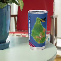 Montserrat Tumbler Cup with Cartoon Bird and Island Map Blue Red Stripe Design - Wonder Print Shop