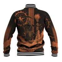 Cronus Lord Of Golden Age Baseball Jacket Titan King Cronus Scythe Greek Key Art