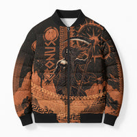 Cronus Lord Of Golden Age Bomber Puffer Jacket Titan King Cronus Scythe Greek Key Art