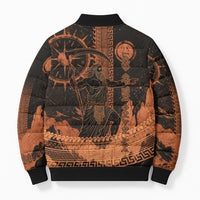 Cronus Lord Of Golden Age Bomber Puffer Jacket Titan King Cronus Scythe Greek Key Art
