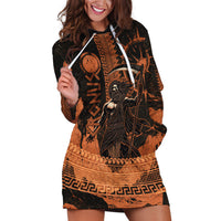 Cronus Lord Of Golden Age Hoodie Dress Titan King Cronus Scythe Greek Key Art