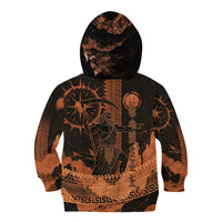 Cronus Lord Of Golden Age Kid Hoodie Titan King Cronus Scythe Greek Key Art