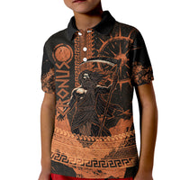 Cronus Lord Of Golden Age Kid Polo Shirt Titan King Cronus Scythe Greek Key Art