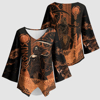 Cronus Lord Of Golden Age Kimono Sleeve Blouse Titan King Cronus Scythe Greek Key Art