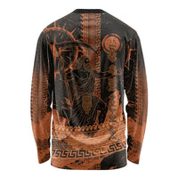 Cronus Lord Of Golden Age Long Sleeve Shirt Titan King Cronus Scythe Greek Key Art