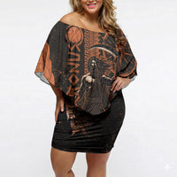 Cronus Lord Of Golden Age Off Shoulder Short Dress Titan King Cronus Scythe Greek Key Art