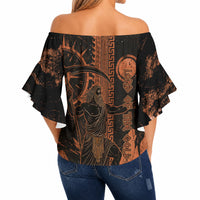 Cronus Lord Of Golden Age Off Shoulder Wrap Waist Top Titan King Cronus Scythe Greek Key Art