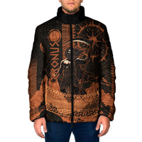 Cronus Lord Of Golden Age Padded Jacket Titan King Cronus Scythe Greek Key Art
