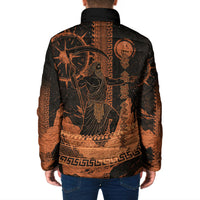 Cronus Lord Of Golden Age Padded Jacket Titan King Cronus Scythe Greek Key Art