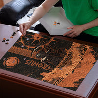 Cronus Lord Of Golden Age Puzzle Titan King Cronus Scythe Greek Key Art