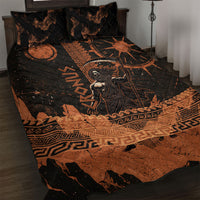 Cronus Lord Of Golden Age Quilt Bed Set Titan King Cronus Scythe Greek Key Art