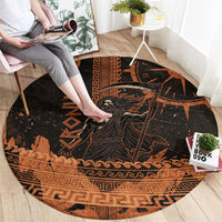 Cronus Lord Of Golden Age Round Carpet Titan King Cronus Scythe Greek Key Art