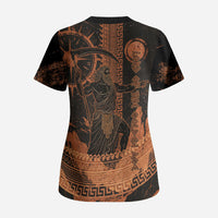 Cronus Lord Of Golden Age Scrub Top Titan King Cronus Scythe Greek Key Art