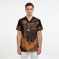 Cronus Lord Of Golden Age Scrub Top Titan King Cronus Scythe Greek Key Art