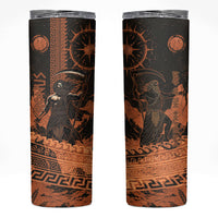 Cronus Lord Of Golden Age Skinny Tumbler Titan King Cronus Scythe Greek Key Art