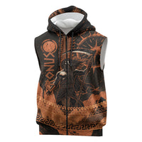 Cronus Lord Of Golden Age Sleeveless Zip Hoodie Titan King Cronus Scythe Greek Key Art