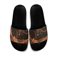 Cronus Lord Of Golden Age Slide Sandals Titan King Cronus Scythe Greek Key Art