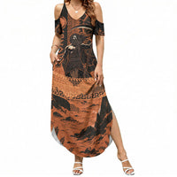 Cronus Lord Of Golden Age Summer Maxi Dress Titan King Cronus Scythe Greek Key Art