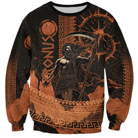 Cronus Lord Of Golden Age Sweatshirt Titan King Cronus Scythe Greek Key Art