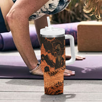 Cronus Lord Of Golden Age Tumbler With Handle Titan King Cronus Scythe Greek Key Art