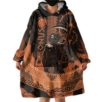 Cronus Lord Of Golden Age Wearable Blanket Hoodie Titan King Cronus Scythe Greek Key Art