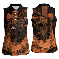 Cronus Lord Of Golden Age Women Sleeveless Polo Shirt Titan King Cronus Scythe Greek Key Art