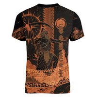 Cronus Lord Of Golden Age Women V-Neck T-Shirt Titan King Cronus Scythe Greek Key Art