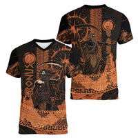 Cronus Lord Of Golden Age Women V-Neck T-Shirt Titan King Cronus Scythe Greek Key Art
