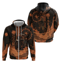 Cronus Lord Of Golden Age Zip Hoodie Titan King Cronus Scythe Greek Key Art