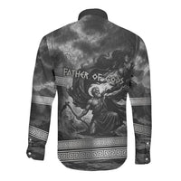 Cronus Father Of Gods Greek Long Sleeve Button Shirt Titan Leader Cronus Scythe Greek Key Art