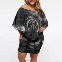 Cronus Father Of Gods Greek Off Shoulder Short Dress Titan Leader Cronus Scythe Greek Key Art
