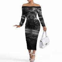 Cronus Father Of Gods Greek Off The Shoulder Long Sleeve Dress Titan Leader Cronus Scythe Greek Key Art