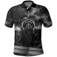 Cronus Father Of Gods Greek Polo Shirt Titan Leader Cronus Scythe Greek Key Art