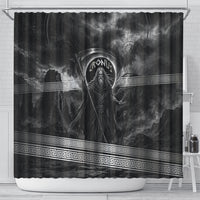 Cronus Father Of Gods Greek Shower Curtain Titan Leader Cronus Scythe Greek Key Art