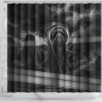 Cronus Father Of Gods Greek Shower Curtain Titan Leader Cronus Scythe Greek Key Art