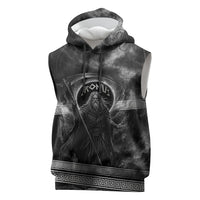 Cronus Father Of Gods Greek Sleeveless Hoodie Titan Leader Cronus Scythe Greek Key Art