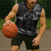 Cronus Father Of Gods Greek Sleeveless Zip Hoodie Titan Leader Cronus Scythe Greek Key Art