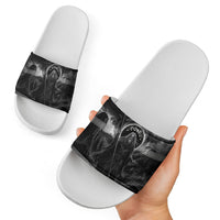 Cronus Father Of Gods Greek Slide Sandals Titan Leader Cronus Scythe Greek Key Art