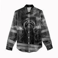 Cronus Father Of Gods Greek Women Casual Shirt Titan Leader Cronus Scythe Greek Key Art