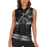 Cronus Father Of Gods Greek Women Sleeveless Polo Shirt Titan Leader Cronus Scythe Greek Key Art