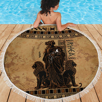 Rhea Mother Who Defied Destiny Beach Blanket Titaness Rhea Lions Greek Key Pottery Art