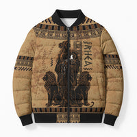 Rhea Mother Who Defied Destiny Bomber Puffer Jacket Titaness Rhea Lions Greek Key Pottery Art