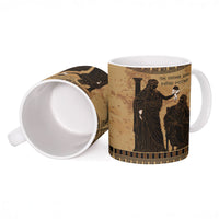 Rhea Mother Who Defied Destiny Ceramic Mug Titaness Rhea Lions Greek Key Pottery Art