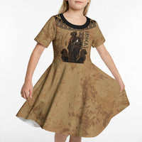 Rhea Mother Who Defied Destiny Kid Short Sleeve Dress Titaness Rhea Lions Greek Key Pottery Art