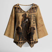 Rhea Mother Who Defied Destiny Kimono Sleeve Blouse Titaness Rhea Lions Greek Key Pottery Art